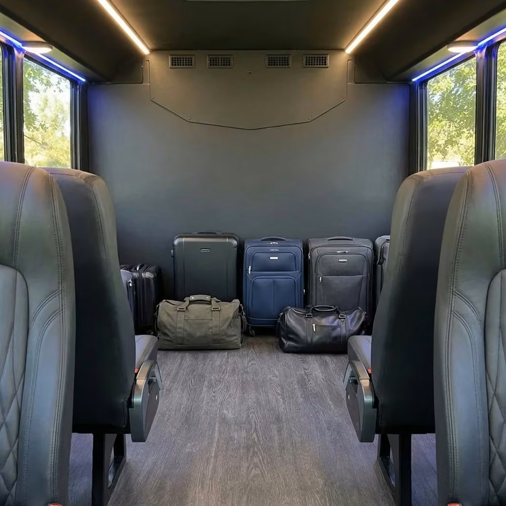 greenwood 20 passenger minibus luggage area