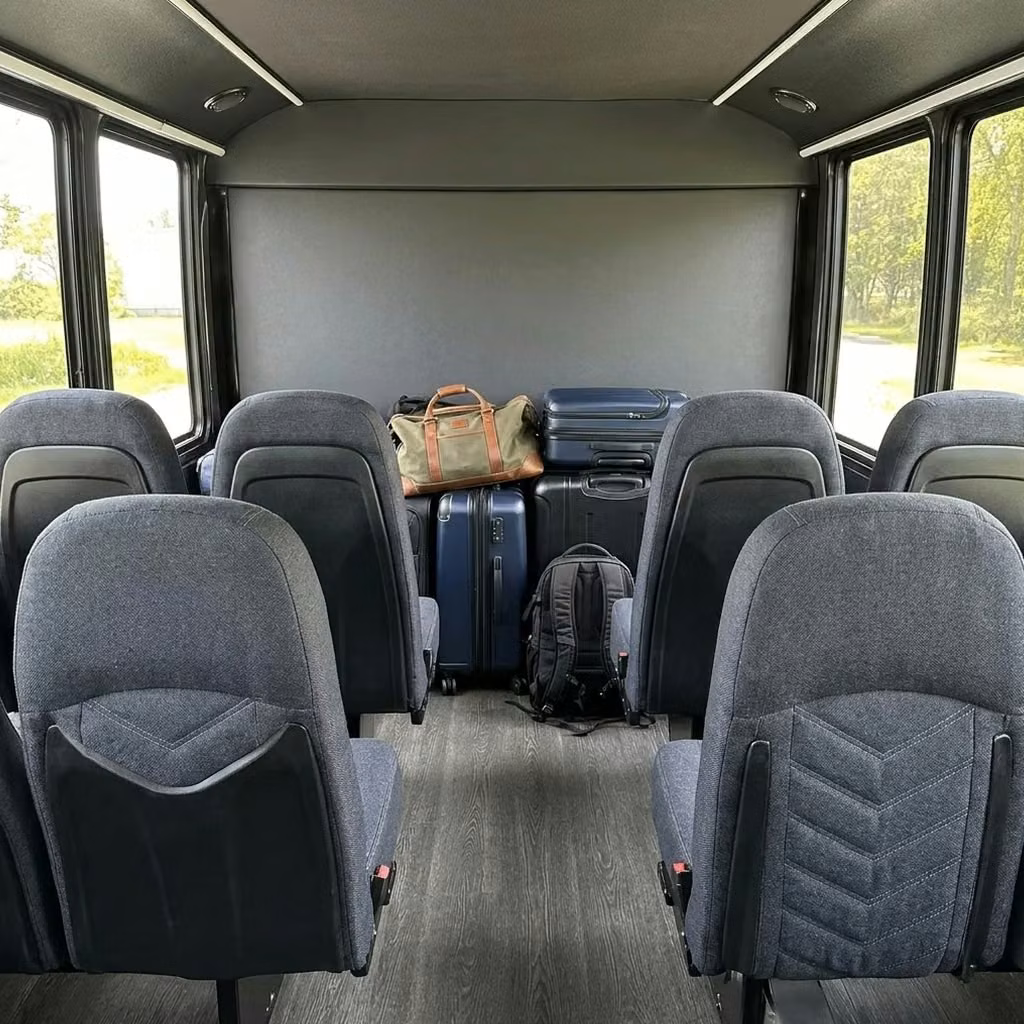 greenwood 25 passenger minibus luggage area