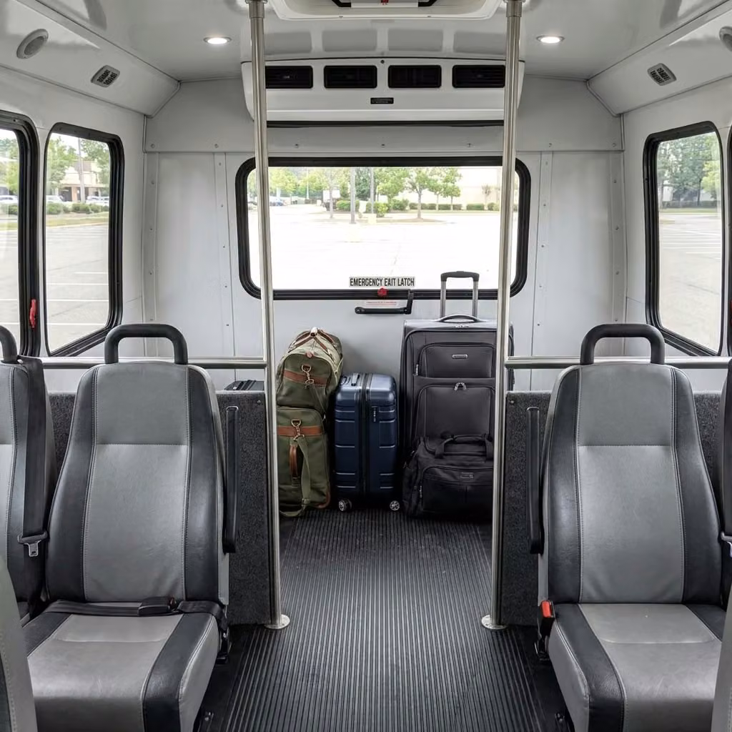 greenwood 30 passenger minibus luggage area