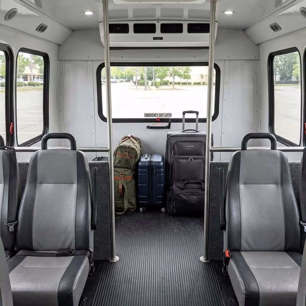 greenwood 35 passenger minibus luggage area