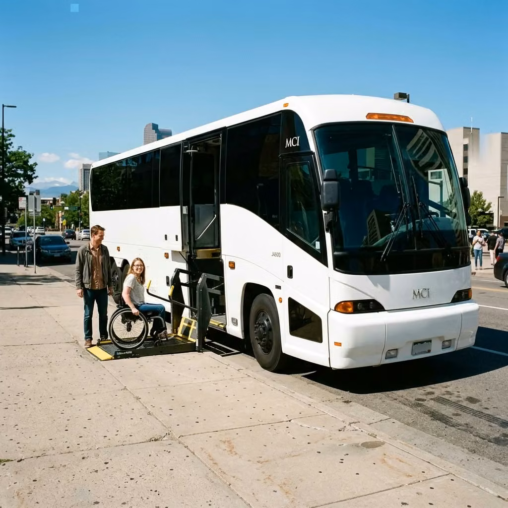 greenwood 56 passenger charter bus wheelchair lift