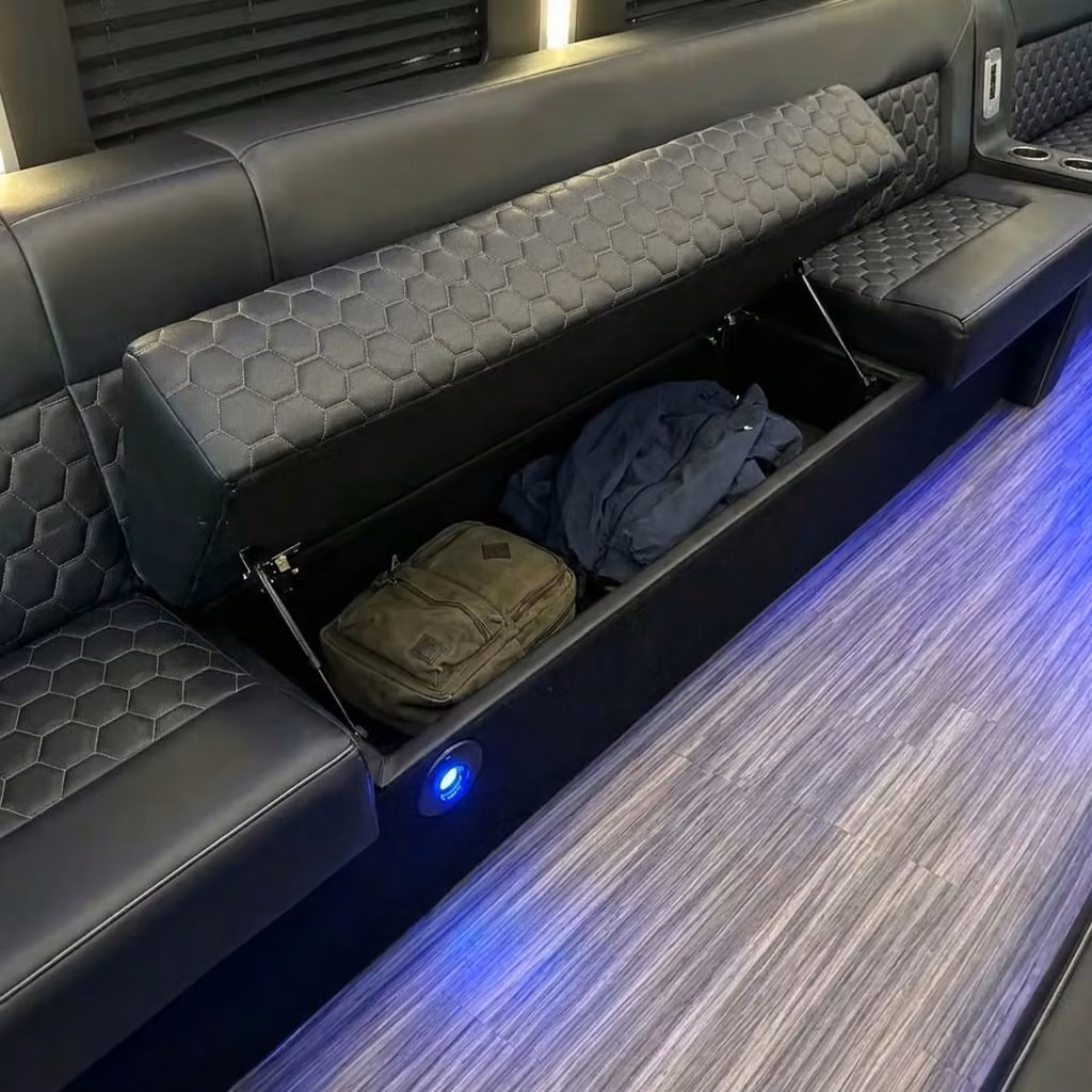 greenwood party bus under seat storage