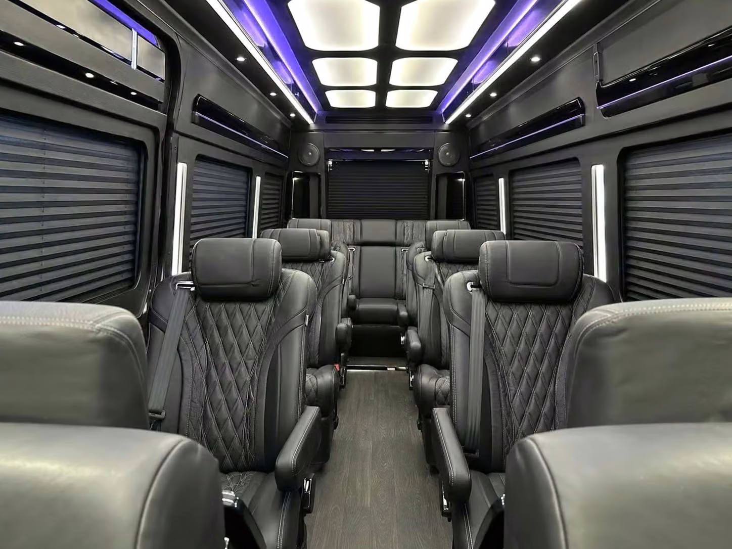 greenwood sprinter van rental with driver reclining seats