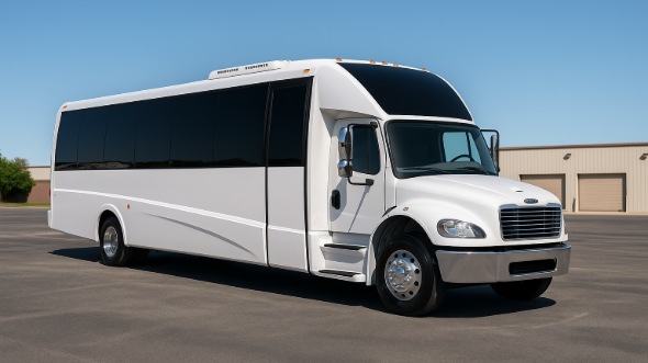 Exterior of Charter Bus Company Greenwood's 28 Passenger Mini bus in Greenwood