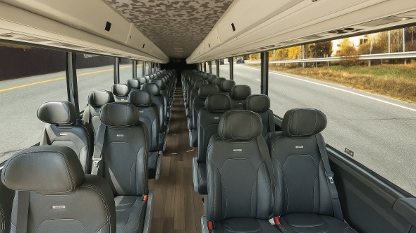 Interior of Charter Bus Company Greenwood's 30 Passenger Minibus in Greenwood