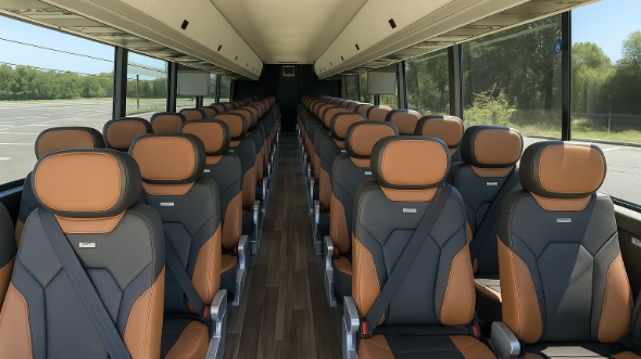 Interior of Charter Bus Company Greenwood's 50 Passenger Charter Bus in Greenwood