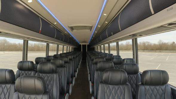 Interior of Charter Bus Company Greenwood's 56 Passenger Charter Bus in Greenwood