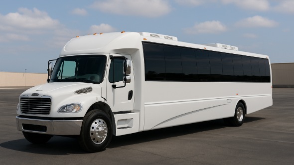 Exterior of Charter Bus Company Greenwood's Party Bus in Greenwood
