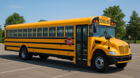 Exterior of Charter Bus Company Greenwood's School Bus in Greenwood