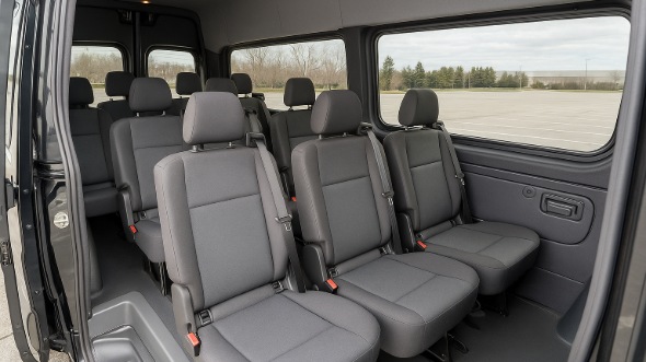 Interior of Charter Bus Company Greenwood's Sprinter Van Rental With Driver in Greenwood